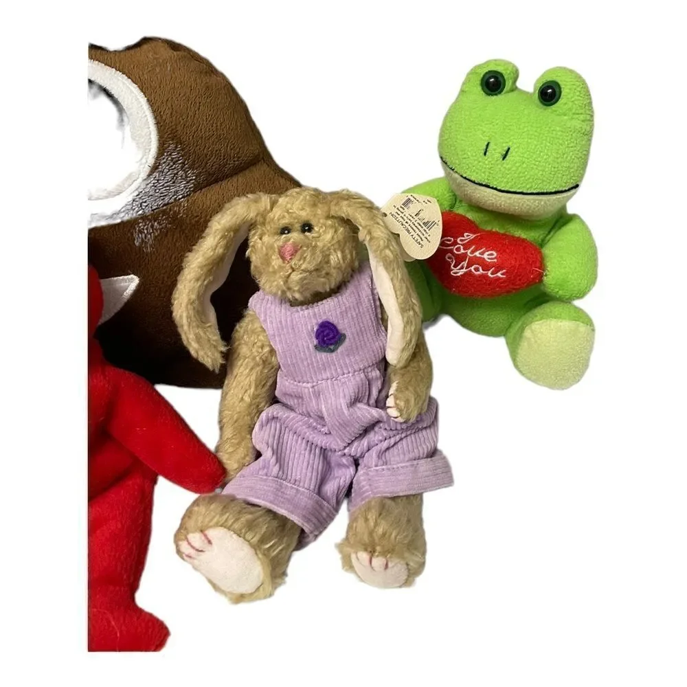 Plush Lot Stuffed Animals Owl Poop Frog Bear Bunny Elephant